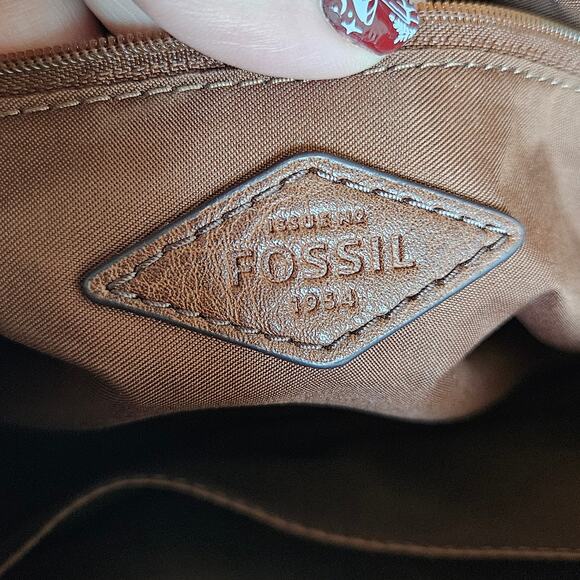 Fossil Parker Leather Satchel Purse Handbag Zig Zag Colorful Stripes Boho - Picture 5 of 12